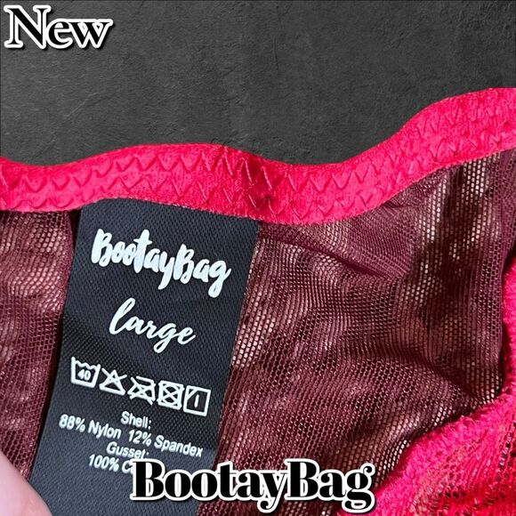 BootayBag Burgundy Sheer Lace Thong Panty – New with Tags, Size Large - Picture 4 of 5